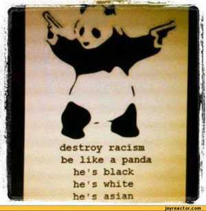 destroy racism be like a panda he's black he's white he's asian,funny ...