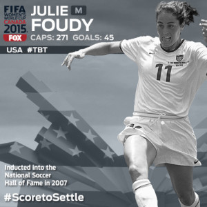 ... Soccer great, Julie Foudy! ‪#‎ScoretoSettle‬ ‪#‎WWConFOX