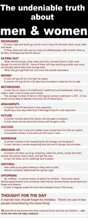 truth about men and women, funny quotes