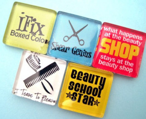 Hair Stylist Funny Glass Magnets Set - Cosmetology - Inch Glass