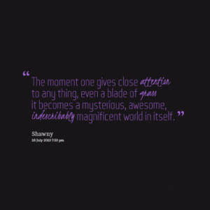 The moment one gives close attention to any thing, even a blade of ...
