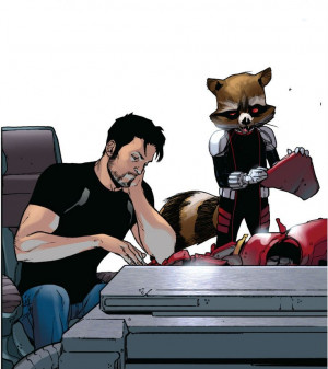 Tony Stark And Rocket Raccoon by Sara Pichelli