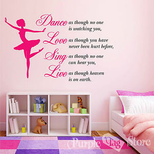 Ballet-Ballerina-Vinyl-Decal-Sticker-Wall-Decoration-Quote-Dance-Love ...