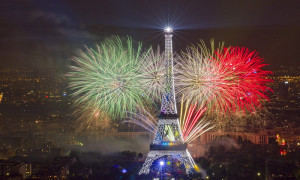 ... during the traditional Bastille Day fireworks display in Paris