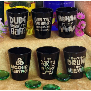 Home / Printed Black Shot Glasses - Funny Drinking Themes - 1.5 ounce