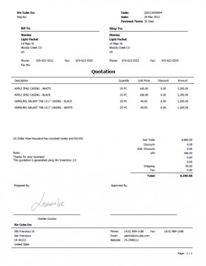 sample quotation format