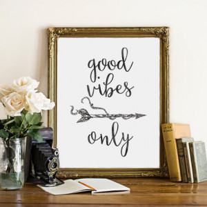 Good Vibes Only Print Printable Quotes Wall Art Home Decor Typography ...