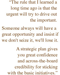 first must have a strategic plan. Blake defines strategic planning ...