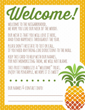 Welcome to the Neighborhood Pineapple Gift + Printable
