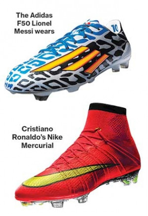 best two players shoes (Soccer greats -Messi and Ronaldo)