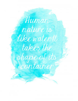 Watercolor Art - Blue - Human Nature Is Like Water Quote Art Print