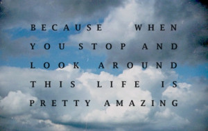 Because when you stop and look around this life is pretty amazing.