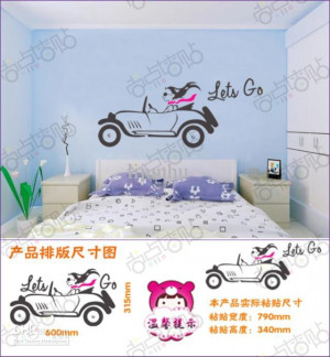 go crazy car cartoon kids PVC wall art sticker DIY art room wall quote ...