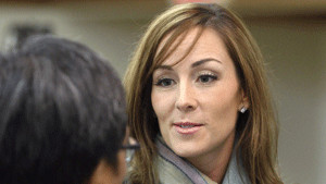Amanda Lindhout attends a reception held in her honour by the Alberta
