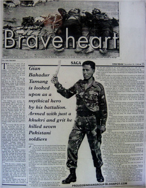 ... Khukri and grit he killed 7 pakistani Soldiers in the kargil war