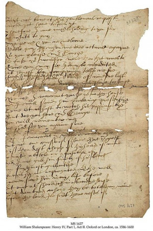 William Shakespeare Handwriting William shakespeare, henry iv,