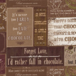 Chocolate Word Sayings Verses in Rectangles Quilt Fabric