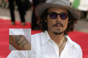 Johnny Depp has at least 13 tattoos, including this “Jack” with a ...