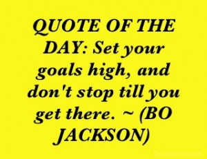 ... Set your goals high, and don't stop till you get there. ~ (BO JACKSON