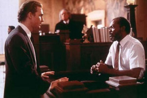 ... on trial for murder in the racially tense movie A Time to Kill (1996