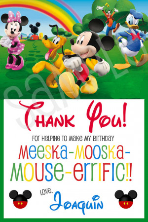 Mickey Mouse Clubhouse Birthday Thank You Card / Printable ...