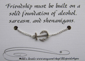 Anchor Charm Anklet and Funny Friendship Card- Bridesmaids Gift ...