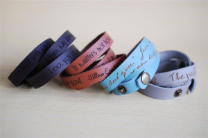 Your favorite quote --- custom engraved leather wrap cuff bracelet ...