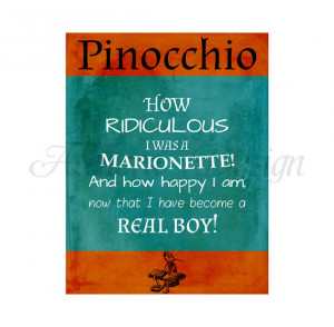 Pinocchio - Carlo Collodi - Children's Novel Book Quote Vintage Poster ...
