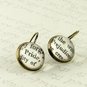Prejudice Earrings- Jane Austen Literary Quote Jewelry - Book Jewelry ...