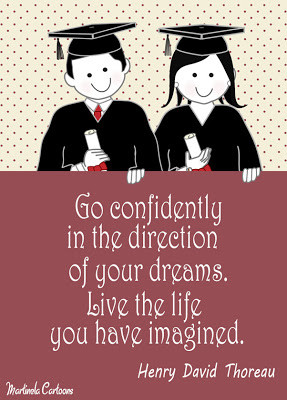 Graduation quotes illustrated by Martinela, boy and girl with ...