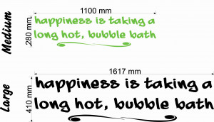 Happiness is taking a long bubble bath size chart wall art decal vinyl ...