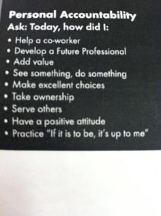 Personal accountability More