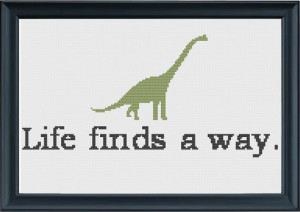 Life Finds a Way Jurassic Park Inspired by SewHappyCrossStitch, $5.00