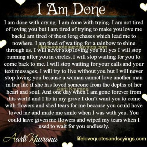 Am Done.. - Love Quotes And Sayings