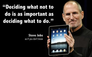 deciding what not to do steve jobs picture quote