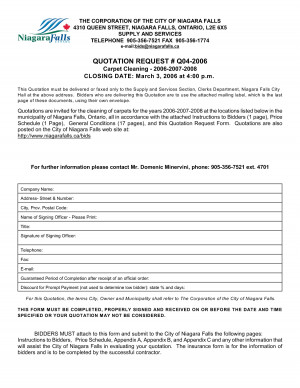 QUOTATION REQUEST Q04 2006 Carpet Cleaning 2006 2007 2008 CLOSING