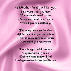 Personalised Coaster - Mother in Law Poem - Pink Silk Design + FREE ...