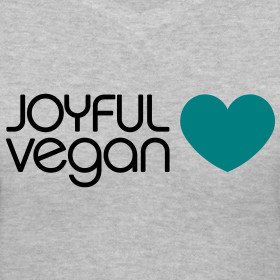Design ~ Women's Joyful Vegan Heart V-Neck Shirt - No Back Quote