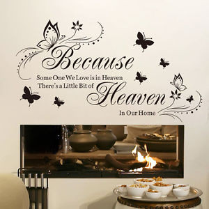 about Wall Decal Sticker Because Heaven Butterfly English Quotes ...