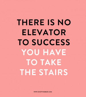 quote - there is no elevator to success, you have to take the stairs ...