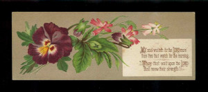 Purple Pansy Bible Quote Victorian Prang Trade Card Bookmark | eBay