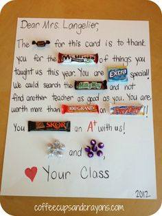 candy gift sayings for teachers | To go along with the school supply ...