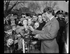 First Lady Eleanor Roosevelt welcomes of Easter Egg Rollers, March 25 ...