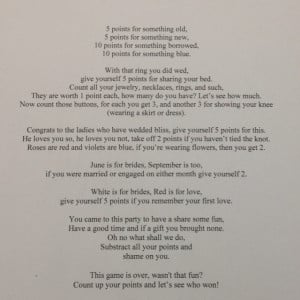 Another bridal shower poem game