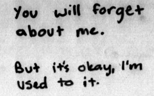 You will forget about me. But it's okay i'm used to it.