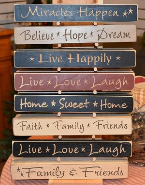 Primitive Country Engraved Wood Signs - Assorted Sayings - 12