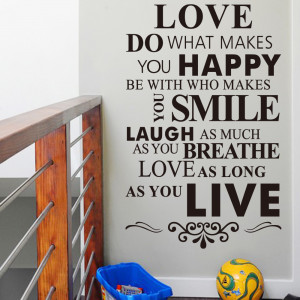 English Quotes 'Happy Life Rules' PVC Removable Wall Stickers New ...