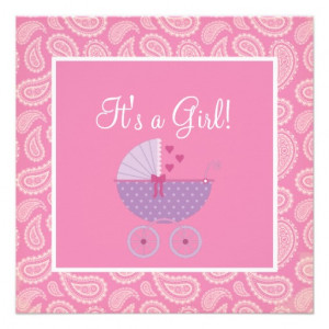 Cute Pink Paisley Girl Baby Shower Invitation from Zazzle.com