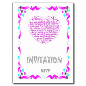 wedding_invitation_bible_verse_pink_heart_postcard ...