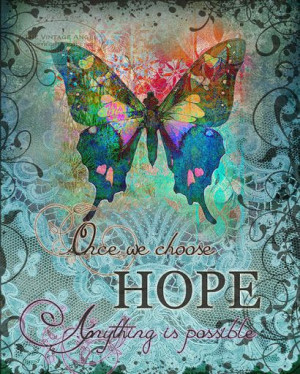 CHOOSE HOPE hope, healing art print, inspirational butterfly gift ...